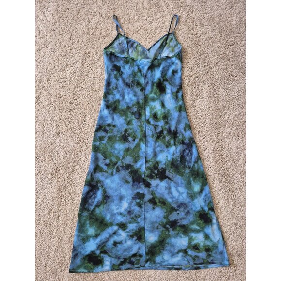 Wild Fable Size S Tie Dye Blue and Green Slip Strap V Neck Tropical Dress - Picture 7 of 7